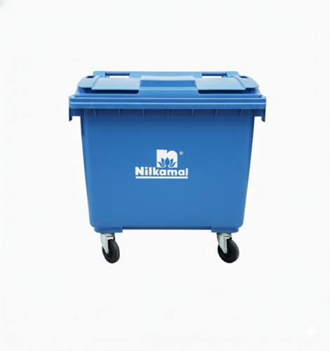 Image of Nilkamal Big Plastic Wheeled Dustbin with Lid 660 Litre Blue