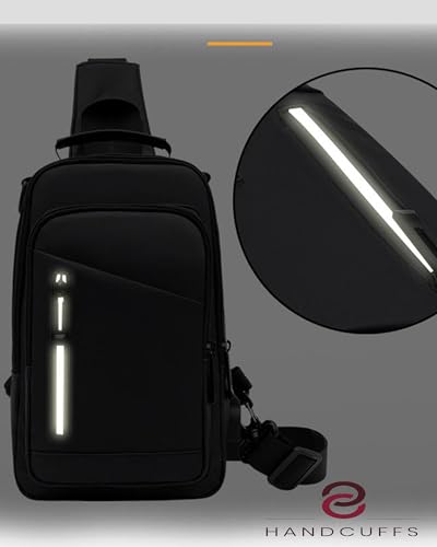 Image of Handcuffs Unisex Crossbody Sling Bag Waterproof Polyester Slim Chest Backpack Men's Shoulder Bag Leisure Travel Handbag Hard Shell Anti-Theft Chest Bag