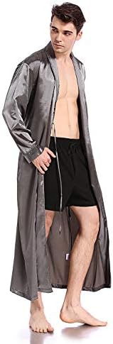Like2sea Silky Satin Robe for Men, V-Neck Long Lightweight Bathrobe