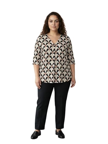 Image of AMYDUS Plus Size Women Printed Top | Centre Pleat for Tummy Flaws | Cloud Soft Fabric | V-Neck | High-Low Hem | Complete Hip Coverage | Plus Size Tops for Women | XL to 9XL