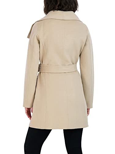 Image of TAHARI Women's Double-faced Luxury Soft Wool Blend Peacoat- Wrap Wool Coat With Removable Belt