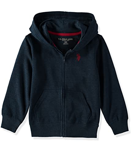 Image of U.S. Polo Assn. Boys' Hooded Zip or Snap Fleece Jacket, New Navy, Medium
