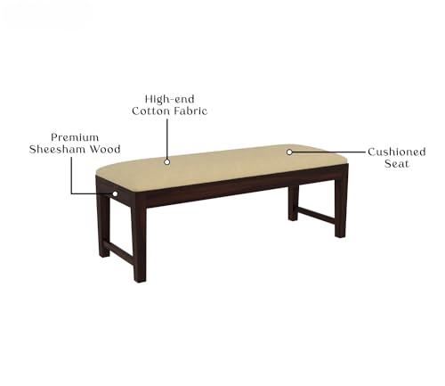 Image of WOODAMIYAWooden Seating Bench for Home & Office, Multipurpose Seating Bench for Daining Table /Indoor and Outdoor /Balcouny, Bench with Cushion, 54x14x17.5 Inch, Walnut Finish