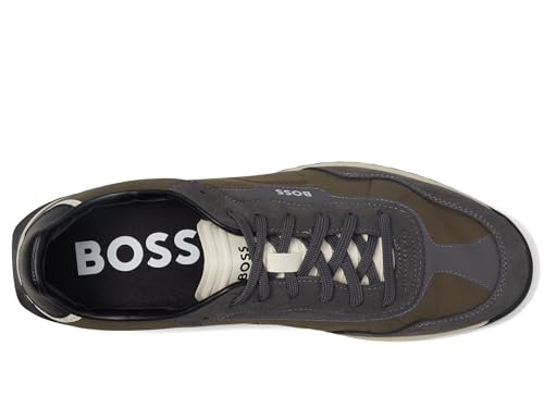 Image of BOSS Men's Zayn Low Profile Suede Leather Two Tone Sneaker