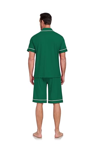 EA'S SECRET Men's 100% Cotton Pajamas Set Short Sleeve Button Down Notched Collar Sleepwear Lounge Pjs Set With Pockets3