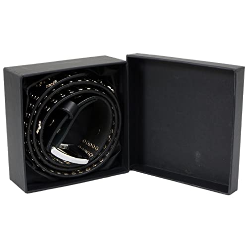 Milwaukee Leather MP7101 Men's Cross and Stud Black Genuine Leather Biker Belt with Interchangeable Buckle2