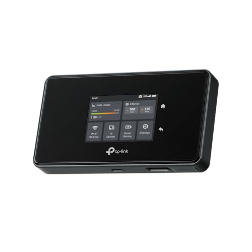 TP-Link M8550 5G LTE Mobiler WLAN Router – Bis zu 3,4 Gbit/s, Tri-Band Wi-Fi 6E, Nano-SIM-Karten Slot, Gigabit WAN/LAN, 4680 mAh Akku, Touchscreen, Wireguard, bis zu 32 Geräte