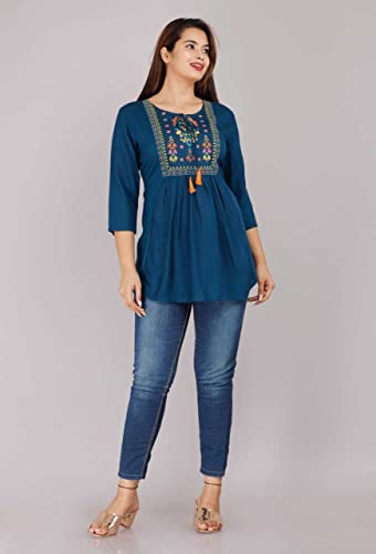Image of Ganga febtex Women's Rayon Embroidered Short Kurti /Tops