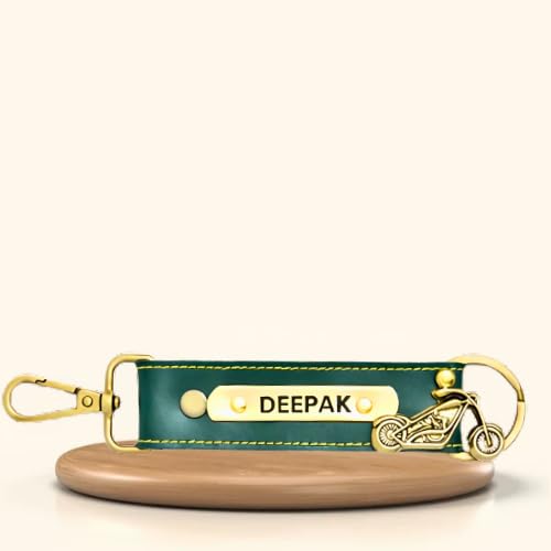 Image of Personalized Leather Keychain with Hook, Customised Leather Keychain for Men & Women | Added with Name & Charm