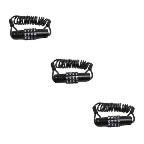 HEMOTON 3pcs Theft Bike Password Lock Portable Durable Cable Lock for Bicycles Scooters Motorcycles Compact Design Easy to Use Keyless Security