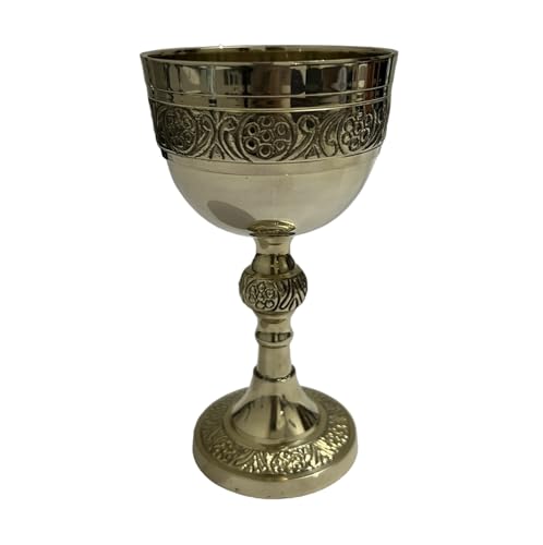1x Royal Brass Chalice Goblet Communion Cup, Elegent Wine Cup Arthur King, Medieval Gifts Drinkware for Game of Thrones Goblet