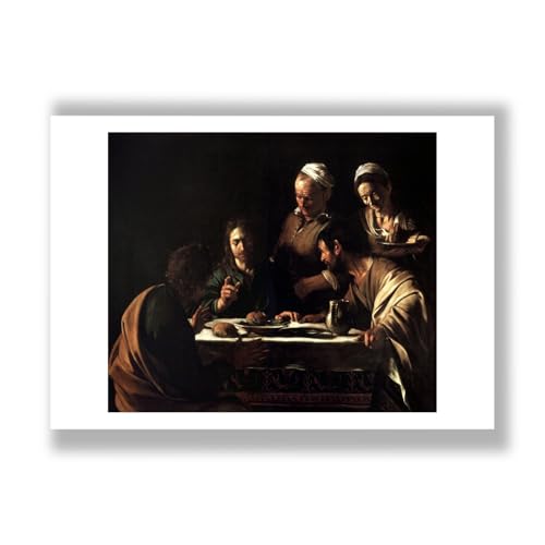 Caravaggio Souper à Emmaüs impression d'art mate pour décoration salon chic