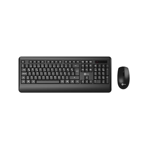 Lecoo KW202 - Juego de teclado y mouse inalámbrico Turkish Q negro, diseño QWERTY, mouse óptico de 1200 DPI, compatible con Win/Mac, resistente a derrames de líquidos, reposamuñecas, USB inalámbrico