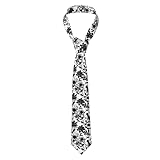 EdWal Corbatas de hombre con estampado de cuervo negro en una rama, corbatas divertidas, para bodas, fiestas, reuniones, Flores blancas y negras., Talla única