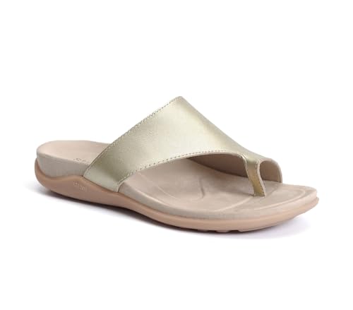 Strive Capri 4 Damen Orthopädische Sandalen mit Fußgewölbeunterstützung - Leder Komfort Sandalen für Plantarfasziitis, Ballenzehen, Plattfüße, geschwollene Füße & Podologen zugelassen, gold, 38 EU