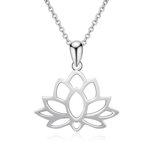 YFN Sterling Silver Lotus Pendant Necklace Women