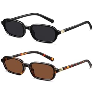 Retro Rectangle Sunglasses for Women Men Trendy Vintage Small Square Sun Glasses 90s Fashion Cute Sunnies CL010