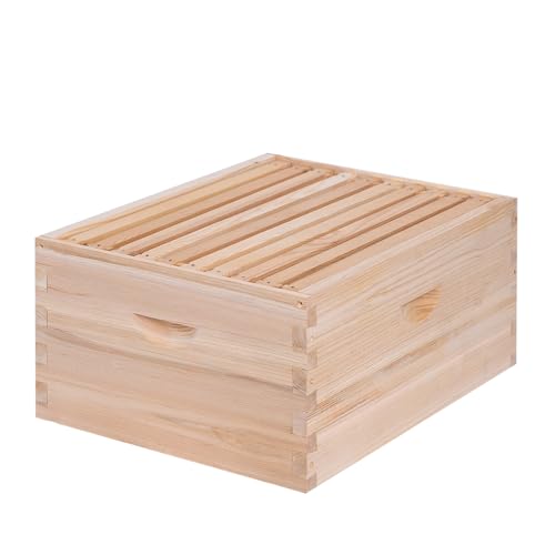 BEEINN 10 Frame Deep Beehive Box Langstoth Deep Brood Bee Hive Box Include Beehive Frames and Waxed Foundations