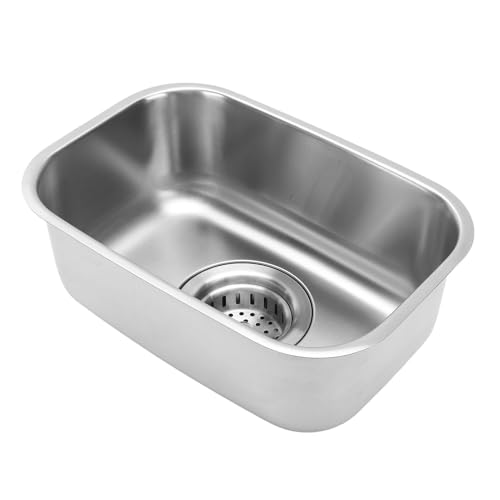UPALDHOU Fregadero de Barra Abatible, Fregadero de Cocina de Acero Inoxidable de un Solo Tazón de 12,6x8,66x4,72 Pulgadas con Kit de Drenaje, para Coches, Barcos, Casas Rodantes, Yates
