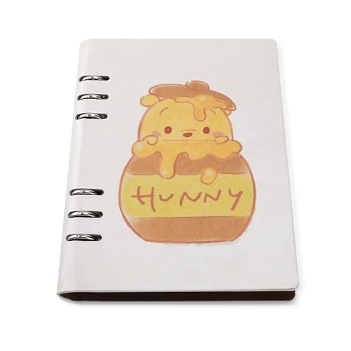 ノートブック くまのプーさん PUレザー バインダーノート 手帳 ニメモ帳 日記帳 6穴 A5サイズ オフィス用品 文房具 差し替え可