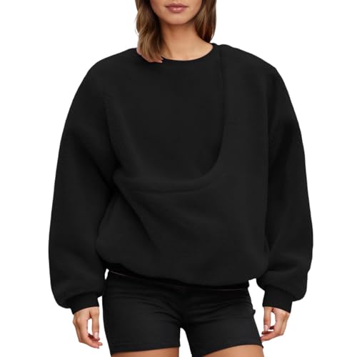Sweat femme pull coton manches longues ample pour automne hiver