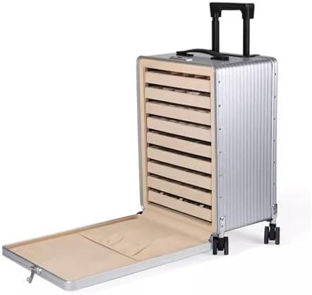 Travel Jewelry Box with Wheels & Code Lock - 9 Layer Removable Trays, Rolling Jewelry Organizer Trolley Case for Travel & Home Storage