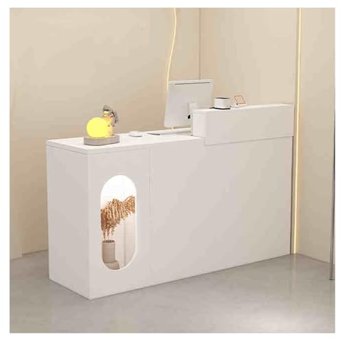 Genérico Mostrador de recepción Moderno con cajón con Cerradura, mostrador Compacto para Salones de Belleza y Espacios pequeños (D-1, L-47.2x19.6x41.3in)
