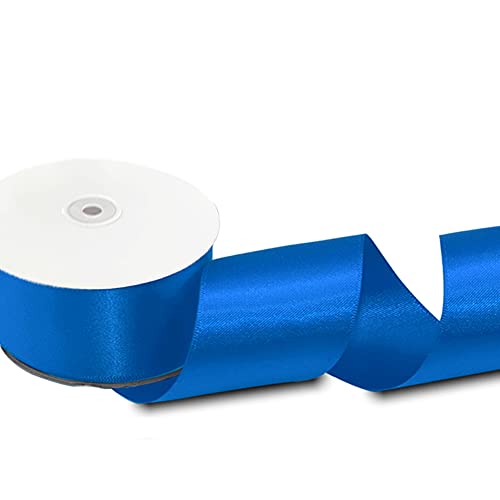 Image of Solid Color Double Faced Blue Satin Ribbon 2 inch X 25 Yards, Ribbons Perfect for Crafts, Wedding Decor, Bow Making, Sewing, Gift Package Wrapping and More