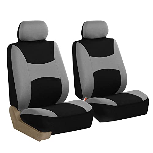 Automotive Seat Covers Gray Black Universal Fit Combo Set With Steering Wheel Cover And Seat Belt Pad Fits Most Cars, Suvs, And Trucks Fh Group Fb030Grayblack115-Combo #TOP1