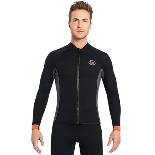 WYYHAA Wetsuit Top Women Men, 3MM Neoprene Wetsuit Jacket, Long Sleeve Front Zipper Diving Surfing Top Keep Warm for Kayaking Swimming Surfing,Men,XXL