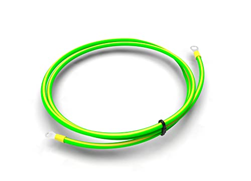 CusoTec Cavo di messa a terra, verde, giallo, 6 mm², capocorda ad anello, isolato con occhiello per messa a terra, armadio server (200 cm)