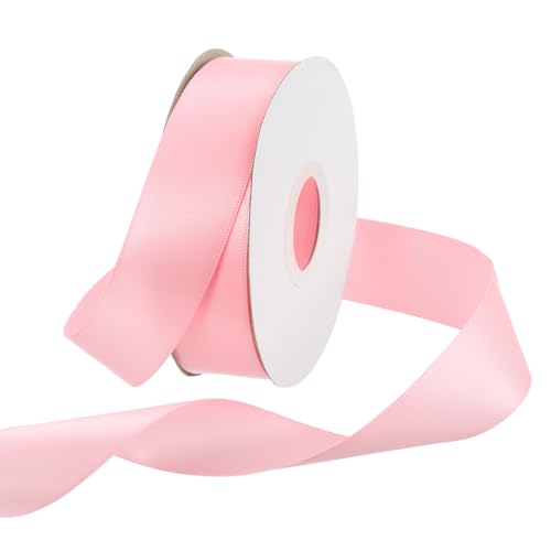 Rebower 1 Inch 25 Yard Satin Ribbon Thick Double Face Grosgrain Silk Ribbon, [for Gift Wrapping, Hair Bows, Wedding, Cake, Flower] - Coral Pink