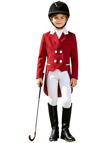 Nyeemya Top Niña 10 Años Verano Abrigo Exhibición Equestre Chaqueta Equitación Blazer Para Montar a Caballo borgoña 3-4 años