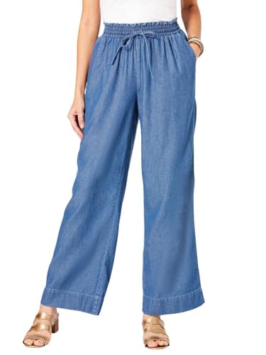 utcoco Womens Stretchy High Waisted Jeans Casual Loose Fit Drawstring Wide Leg Denim Pants Trousers with Pockets