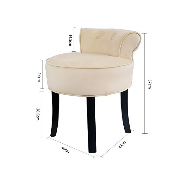 Low Back Bedroom Chair Wood Stool Dressing Table Fabric Stool Fabric Dressing Table Chair, Small Guest Bedroom Chair - Image 3