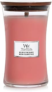Woodwick Large Hourglass Scented Candle with Crackling Wick, Melon and Pink Quartz, Up to 130 Hours Burn Time, 1681480E