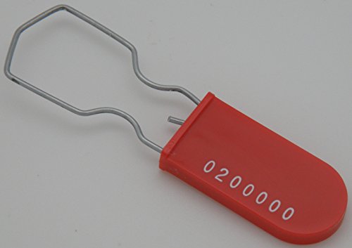 Image of Plastic Padlock Security Seal with Large Shackle Metal Wire (Red, 10 Pack)