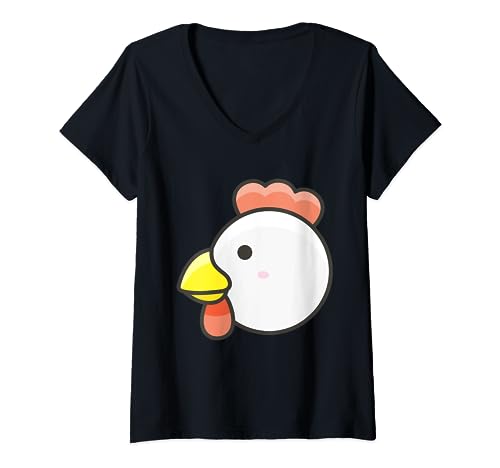 Funny Chicken Face Halloween Shirt Costume Men Women Kids V-Neck T-Shirt