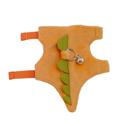 Image of Bearded Dragon Harness and Leash Set - Soft Fleece Dinosaur Vest with Safe Bell Adjustable Lizard Traction Rope Escape Proof Outdoor Walking Training Leash for Ferret Rat Kitten Puppy (Orange)
