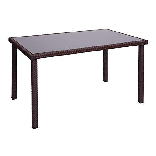PROREGAL Poly-Rattan Tisch HxBxT 71x120x75cm Braun Gartentisch...