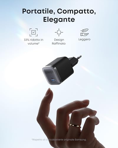 Anker Nano 45W Caricabatterie USB C, ricarica rapida, compatto e pieghevole per Samsung Galaxy S25 Ultra/S24, iPhone 16, MacBook, Pixel 9, iPad (cavo da 183 cm incluso) - Immagine 2