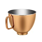 Copper Color Stainless Steel Mixer Bowl, Compatible with KitchenAid Series 4.5-5 QT Tilt-Head Mixers, Suitable for K45SS, KSM75, KSM90, KSM100, KSM150, Dishwasher Safe, Heavy Duty, No Residue