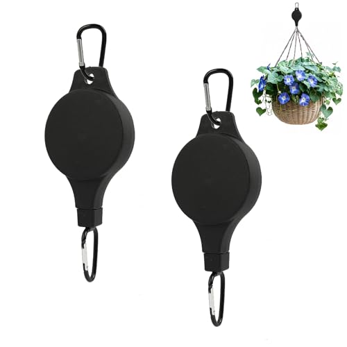 Jecdfs 2 Pièces Poulies Rétractables pour Plantes, Système de Suspension Ajustable pour Pots de Fleurs et Paniers, Capacité de 1-8 kg, pour Décoration de Jardin,...