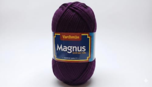 Image of Vardhman Magnus Knitting Yarn 100% Acrylic Bulky 4Ply Yarn (Pack of 1 Ball - 100g) - Knitting & Crochet Yarn for Winter Sweaters, Scarves, Blankets | Hypoallergenic, Hand Wash - Plum