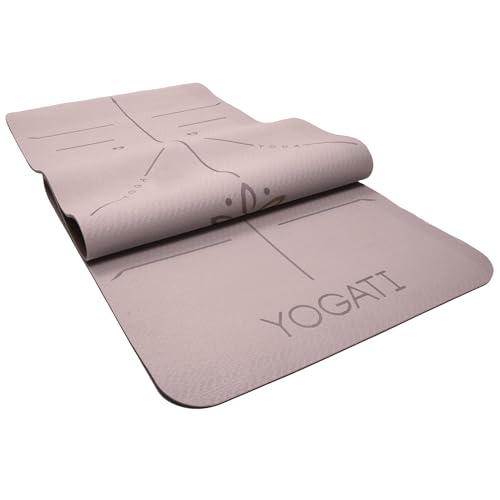 YOGATI Yoga Mat with Alignment Lines. Yoga Mats with carry strap perfect for Pilates and Fitness Workout, Eco Friendly Non Slip Thick Yoga Mats for women and men - Yoga Matt. - Image 5