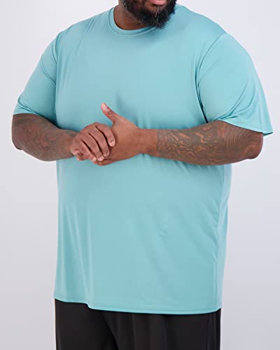 Real Essentials 3 Pack: Men’s Big & Tall Tech Stretch Long-Sleeve & Short-Sleeve Dry-Fit T-Shirt (3XT-5XT)