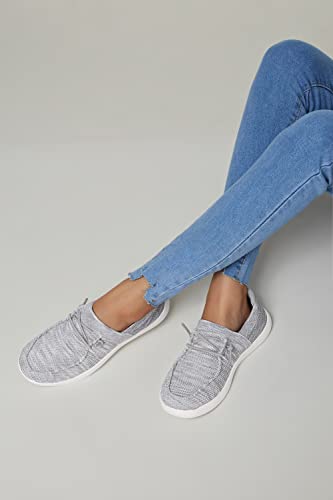 Image of BELOS Women's Rhinestone Lace Up Loafers Shoes Comfortable Slip On Mesh Knit Walking Shoes Fashion Lightweight Sparkly Glitter Sneaker
