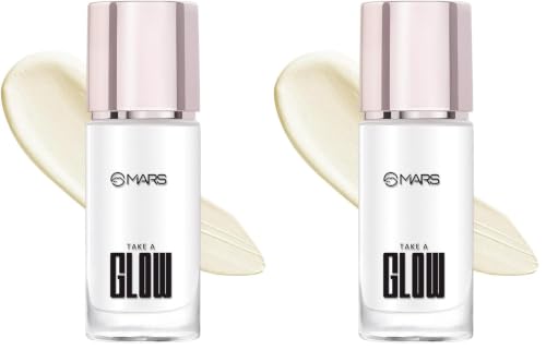 Image of MARS Take A Glow Illuminating Primer + Strobe Cream | 3-in-1 Formula: Moisturiser, Face Primer & Highlighter | Enriched with Jojoba Oil, Madecassoside & Ectoin (30ml) (02-LIGHT BEAM) (Pack of 2)