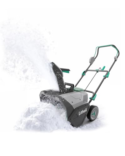 Litheli 2x20V Cordless Snow Blower, 20'' Brushless Electric Snow Thrower with Wheels, 180° Adjustable Chute, LED Lights, Battery & Charger Included, Heavy Duty for Driveway Patio