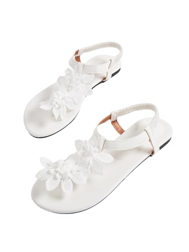 GORGLITTER Women's Flower Thong Flat Sandals Floral Open Toe Ankle Strap Vacation Beach Flats Shoes2